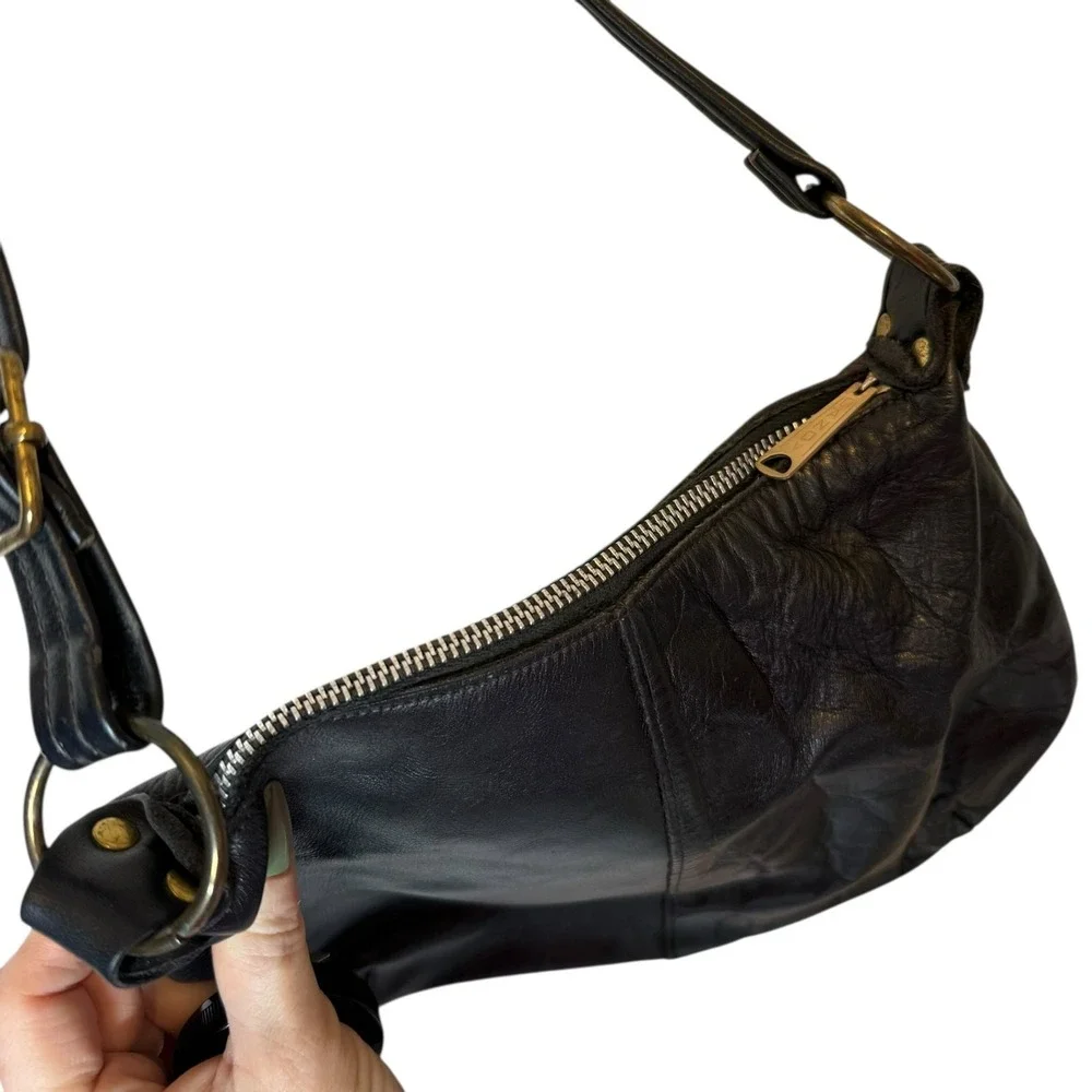 DANDY Leather Hobo Shoulder‎ Bag Purse Boho Streetwear Bohemian Black